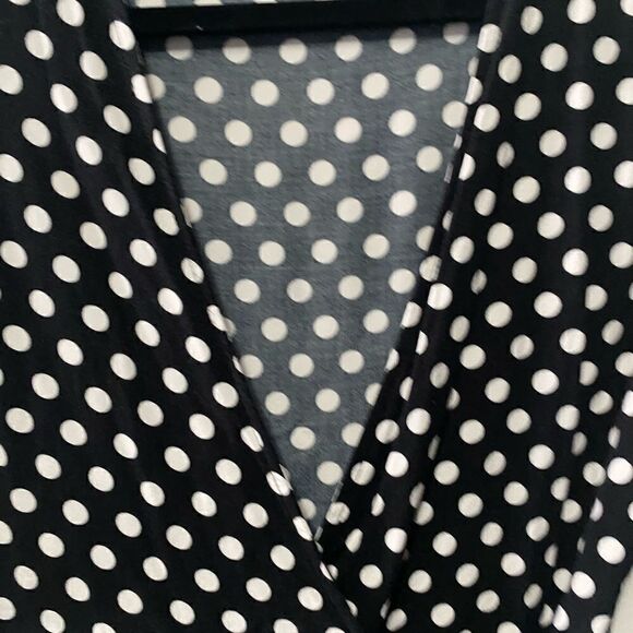 Elodie wrap side tie dress black white polka dot ruffled hem size M - Picture 5 of 9